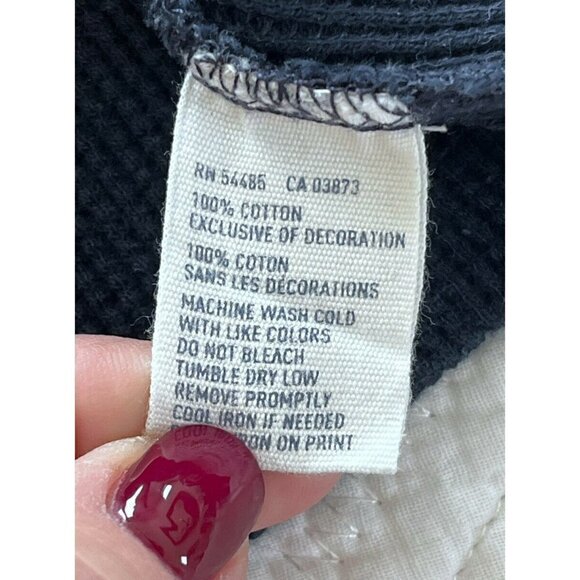 AMERICAN EAGLE Men's L Blue Off White Striped Long Sleeve Waffle Knit Sweater - Picture 5 of 6